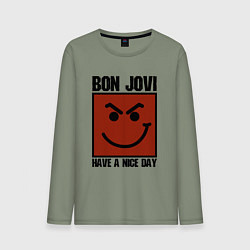 Лонгслив хлопковый мужской Bon Jovi: Have a nice day, цвет: авокадо