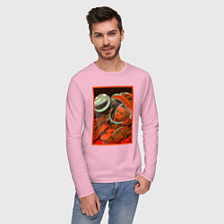 Лонгслив хлопковый мужской Гагарин в иллюминаторе, цвет: светло-розовый — фото 2