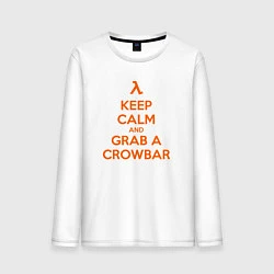 Лонгслив хлопковый мужской Keep Calm & Grab a Crowbar, цвет: белый