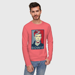 Лонгслив хлопковый мужской Bowie Poster, цвет: коралловый — фото 2