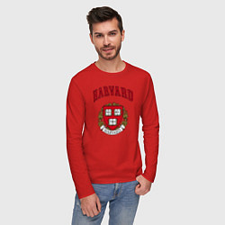 Лонгслив хлопковый мужской Harvard university, цвет: красный — фото 2