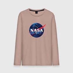 Лонгслив хлопковый мужской NASA: Cosmic Logo, цвет: пыльно-розовый