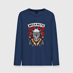 Лонгслив хлопковый мужской Megadeth Rocker, цвет: тёмно-синий