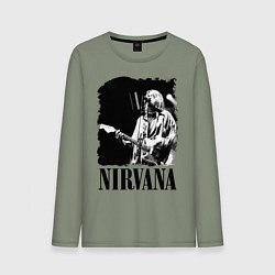 Лонгслив хлопковый мужской Black Nirvana, цвет: авокадо
