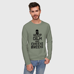 Лонгслив хлопковый мужской Keep Calm & Cheeki Breeki, цвет: авокадо — фото 2