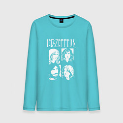 Лонгслив хлопковый мужской Led Zeppelin Band цвета бирюзовый — фото 1