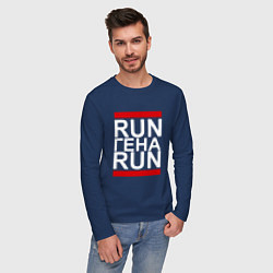 Лонгслив хлопковый мужской Run Гена Run, цвет: тёмно-синий — фото 2