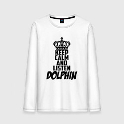 Лонгслив хлопковый мужской Keep Calm & Listen Dolphin цвета белый — фото 1