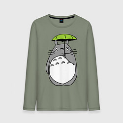 Лонгслив хлопковый мужской Totoro с зонтом, цвет: авокадо