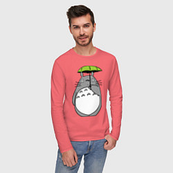 Лонгслив хлопковый мужской Totoro с зонтом, цвет: коралловый — фото 2