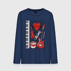 Лонгслив хлопковый мужской Истинный меломан, цвет: тёмно-синий