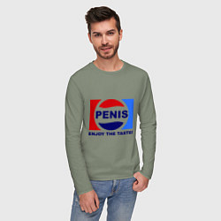 Лонгслив хлопковый мужской Penis. Enjoy the taste, цвет: авокадо — фото 2