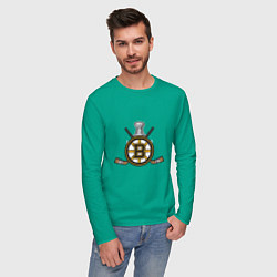 Лонгслив хлопковый мужской Boston Bruins Hockey цвета зеленый — фото 2