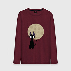 Лонгслив хлопковый мужской Лунный кот, цвет: меланж-бордовый