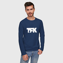 Лонгслив хлопковый мужской TFK: White Logo, цвет: тёмно-синий — фото 2
