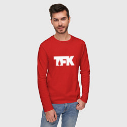 Лонгслив хлопковый мужской TFK: White Logo, цвет: красный — фото 2