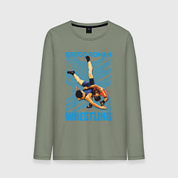 Лонгслив хлопковый мужской Greco-roman wrestling, цвет: авокадо