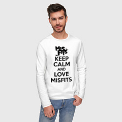 Лонгслив хлопковый мужской Keep Calm & Love Misfits, цвет: белый — фото 2