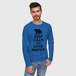 Лонгслив хлопковый мужской Keep Calm & Love Misfits, цвет: синий — фото 2