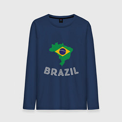 Лонгслив хлопковый мужской Brazil Country, цвет: тёмно-синий