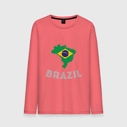 Лонгслив хлопковый мужской Brazil Country, цвет: коралловый