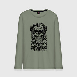 Лонгслив хлопковый мужской Slayer Skulls, цвет: авокадо