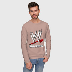 Лонгслив хлопковый мужской WWE universe, цвет: пыльно-розовый — фото 2