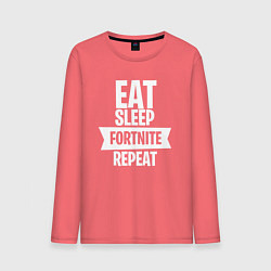 Лонгслив хлопковый мужской Eat Sleep Fortnite Repeat, цвет: коралловый