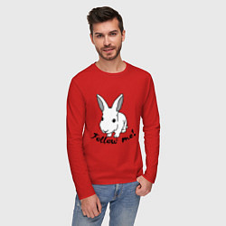 Лонгслив хлопковый мужской Rabbit: follow me, цвет: красный — фото 2