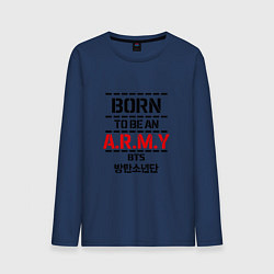 Лонгслив хлопковый мужской Born to be an ARMY BTS, цвет: тёмно-синий