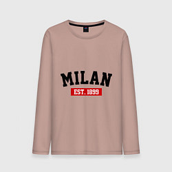 Лонгслив хлопковый мужской FC Milan Est. 1899, цвет: пыльно-розовый