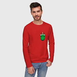 Лонгслив хлопковый мужской Марио в кармане, цвет: красный — фото 2