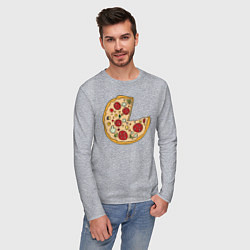 Лонгслив хлопковый мужской Пицца парная, цвет: меланж — фото 2