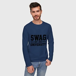 Лонгслив хлопковый мужской Swag University, цвет: тёмно-синий — фото 2