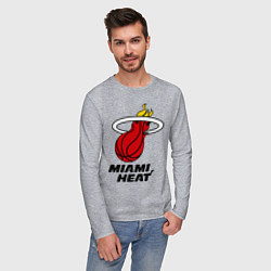 Лонгслив хлопковый мужской Miami Heat-logo, цвет: меланж — фото 2
