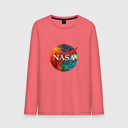 Лонгслив хлопковый мужской NASA: Nebula, цвет: коралловый
