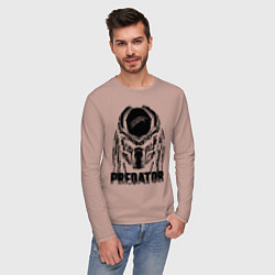 Лонгслив хлопковый мужской Predator Mask, цвет: пыльно-розовый — фото 2