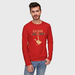 Лонгслив хлопковый мужской GUSSI Fashion, цвет: красный — фото 2