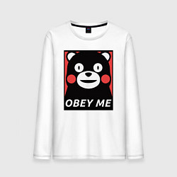 Лонгслив хлопковый мужской Kumamon: Obey Me, цвет: белый