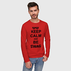 Лонгслив хлопковый мужской Keep Calm & Be Swag, цвет: красный — фото 2