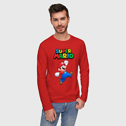 Лонгслив хлопковый мужской Super Mario цвета красный — фото 2