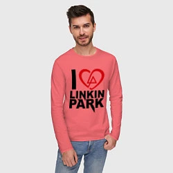 Лонгслив хлопковый мужской I love Linkin Park, цвет: коралловый — фото 2