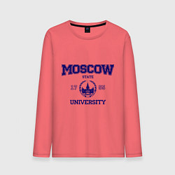 Лонгслив хлопковый мужской MGU Moscow University, цвет: коралловый