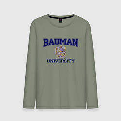 Лонгслив хлопковый мужской BAUMAN University, цвет: авокадо