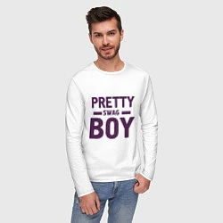 Лонгслив хлопковый мужской Pretty SWAG Boy, цвет: белый — фото 2