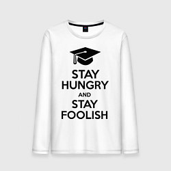 Лонгслив хлопковый мужской Stay Hungry & Stay Foolish, цвет: белый