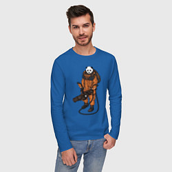 Лонгслив хлопковый мужской Панда Космонавт цвета синий — фото 2
