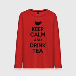 Лонгслив хлопковый мужской Keep Calm & Drink Tea, цвет: красный
