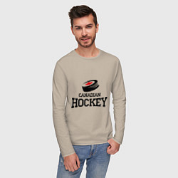 Лонгслив хлопковый мужской Canadian hockey, цвет: миндальный — фото 2