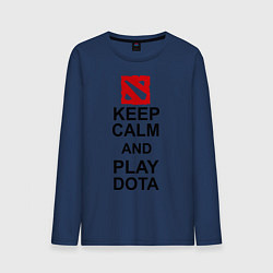 Лонгслив хлопковый мужской Keep Calm & Play Dota, цвет: тёмно-синий